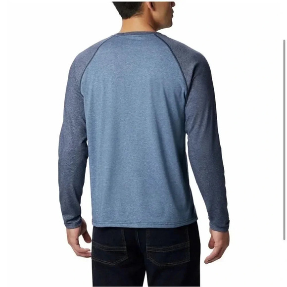 Columbia Men's Long Sleeve Raglan Tee Blue - Picture 2 of 11